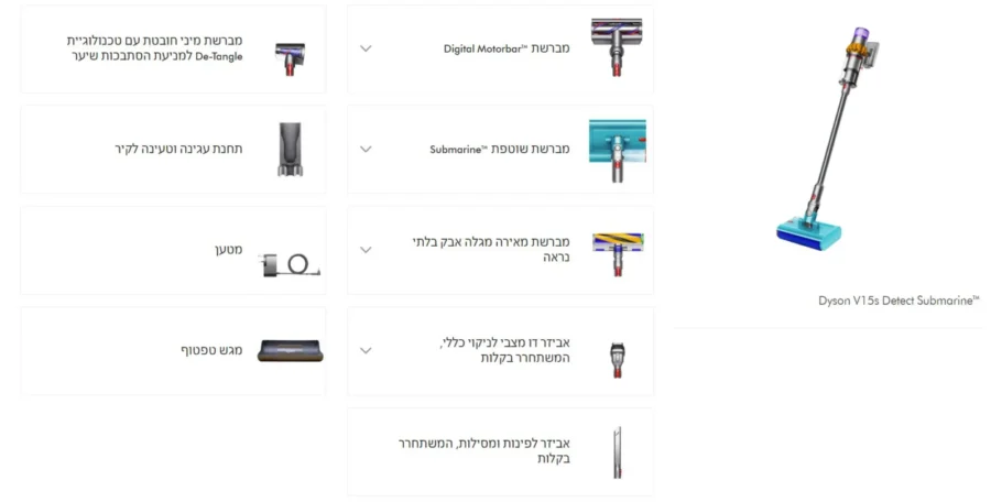 Моющий пылесос DYSON V15s Detect Submarine — Иллюстрация характеристик